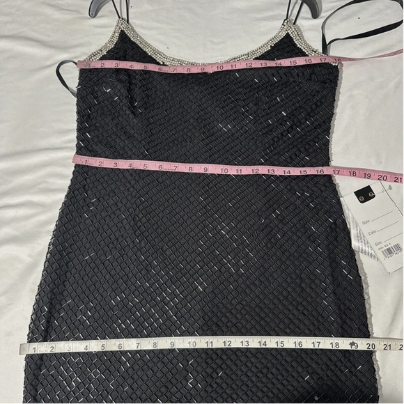 NWT $398 Mac Duggal [ 8 ]‎ Beaded Spaghetti Strap Column Gown Black - Picture 2 of 14